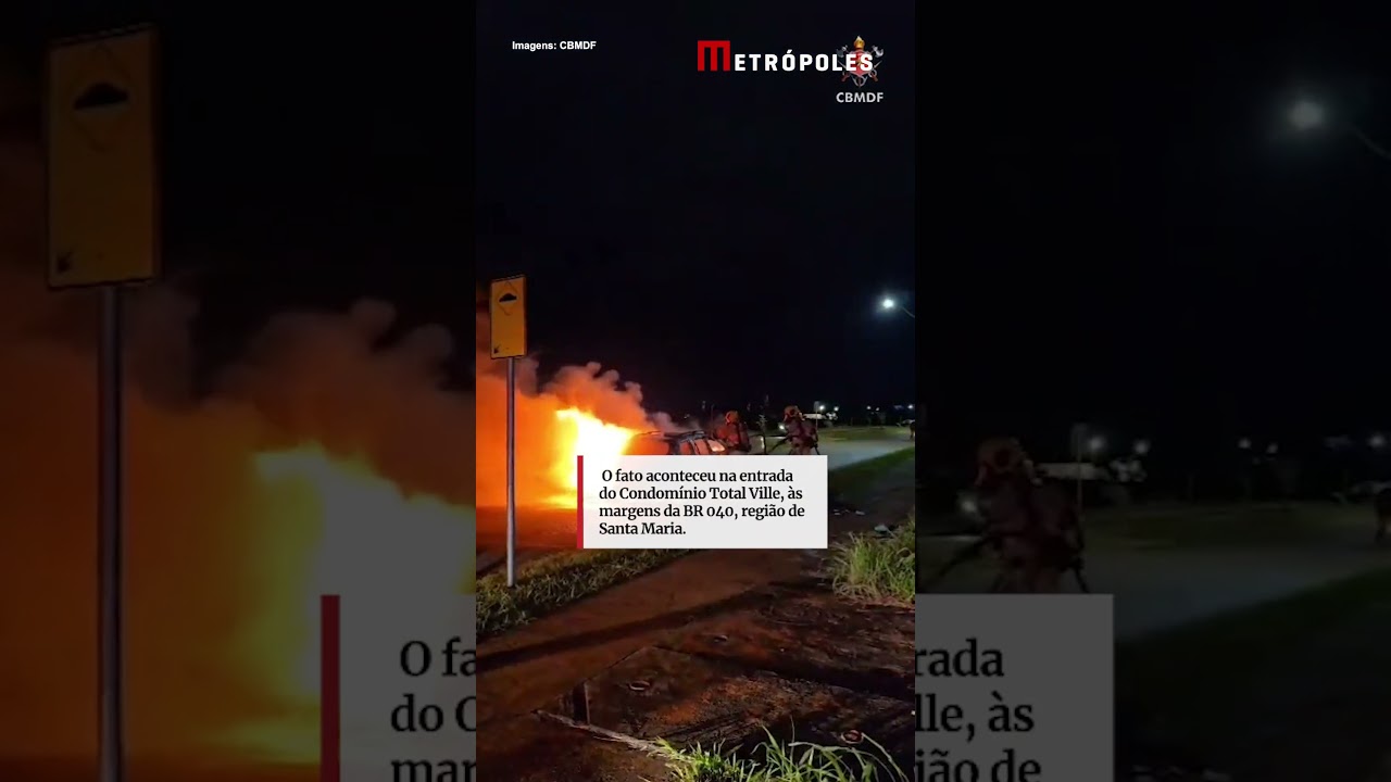Bombeiros combatem incêndio em veículo na Santa Maria.