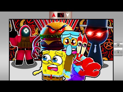 SpongeBob Rides the ROBLOX ELEVATOR OF DOOM! (Can He Survive ALL the Levels?!)