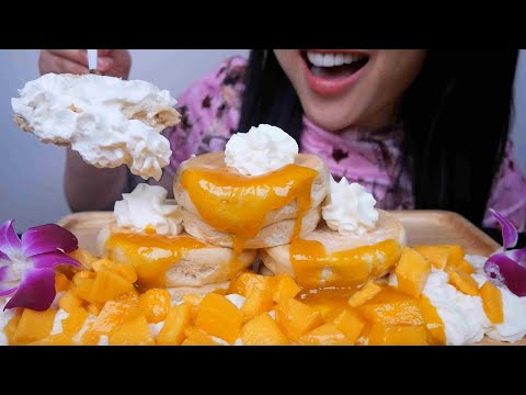 LIGHT FLUFFY PANCAKE WITH FRESH MANGO ( ASMR EATING SOUNDS) NO TALKING | SAS-ASMR