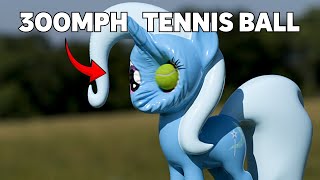 300 MPH Tennis Ball vs Pony at 5000 FPS - Super Slow Motion