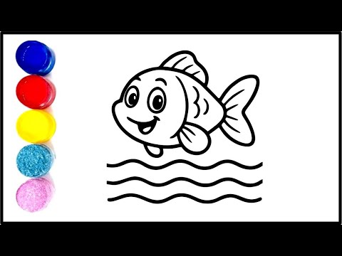Cute Fish Drawing for Kids | Smiling Fish Easy Drawing, Coloring and Painting | Fish Easy Drawing