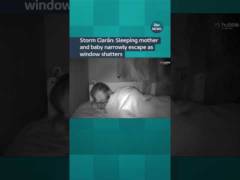 Storm Ciarán: Sleeping mother and baby narrowly escape as window shatters #ITVNews #Storm #uk