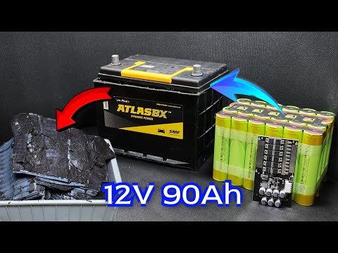 Đóng Pin 12v 90Ah Cho Xe SUV 7 Chỗ, dùng Bình acquy ô tô cũ và 24cell 32140, BMS 300A