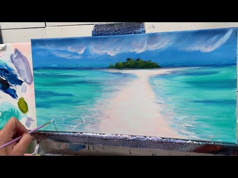 PINK SAND 🌴 Acrylic Painting Tutorial
