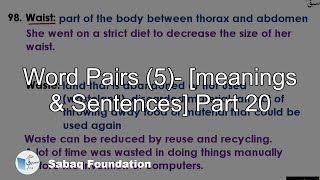 Word Pairs (5)- [meanings   &   Sentences] Part 20