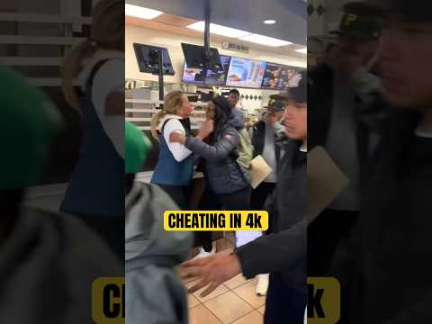 BLACK husband caught CHEATING with WHITE GIRL 👧🏼 in MCdonalds ‼️😂😂 #youtubeshortsviral #cheating