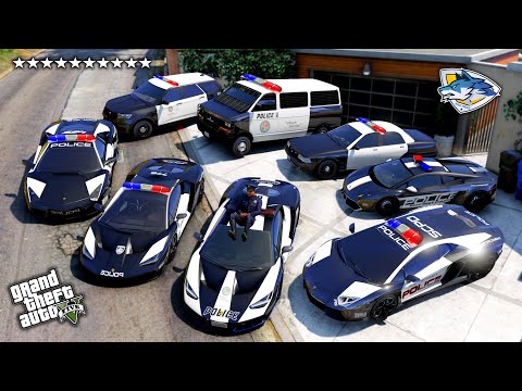 GTA 5 - Stealing Lamborghini POLICE Supercars with Franklin! (Real Life Cars #299)