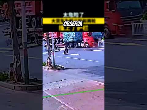 Casi lo pisa un camión pero... 😨
