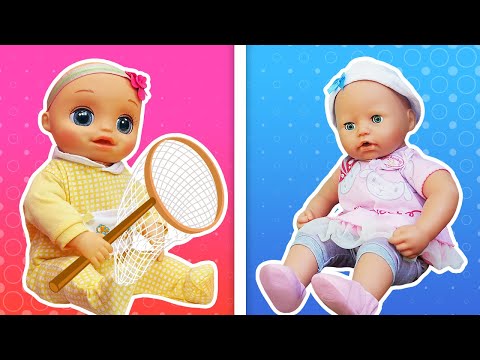 Let's go for a walk with friends! Baby Alive doll and Baby Annabell doll can't play together.