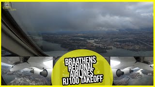 Just beautiful Views! Braathens Regional Airlines RJ100 Takeoff over Stockholm Downtown! [AirClips]