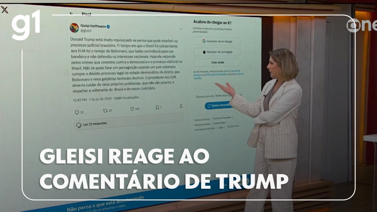 Presidente dos EUA deveria cuidar dos seus problemas diz Gleisi Hoffmann após post de Donald Trum