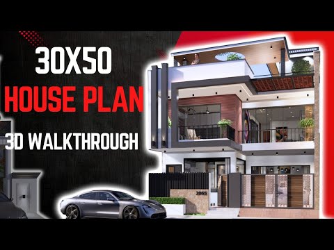 4 bhk modern house design | 9x15 Meters | 30x50 House plan 3D Walkthrough | 1500 sqft || DV Studio
