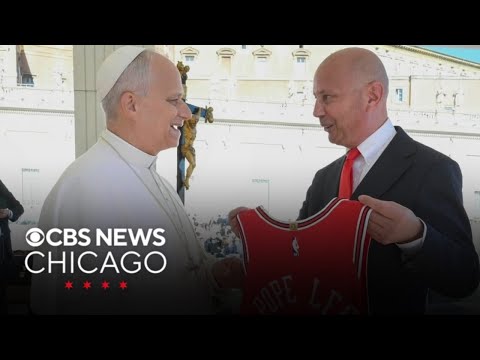 YouTube video thumbnail: Pope Leo Gifted Chicago Bulls Jersey at Vatican