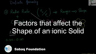 Factors that affect the Shape of an ionic Solid