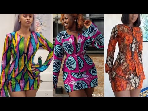 How to cut and sew this ankara short skirt and padded top with a front zipper