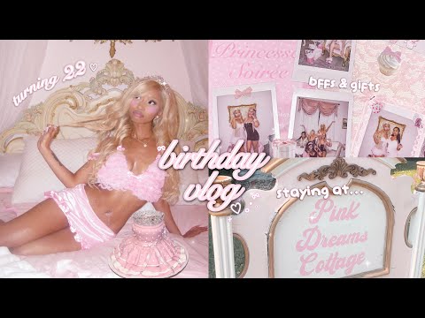 birthday vlog ♡⊹  throwing a pink cottage party, huge gift haul, bday nails, shopping, turning 22!