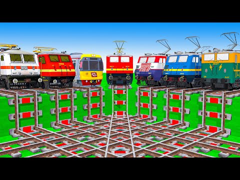 【踏切アニメ】あぶない電車 空中 7 Trains Climbing Pynamid 🚦 Fumikiri 3D Railroad Crossing Animation #2025