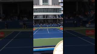 Nick Kyrgios hits a double 1st serve on opponents match point!  130 mile/hr!!! Court level