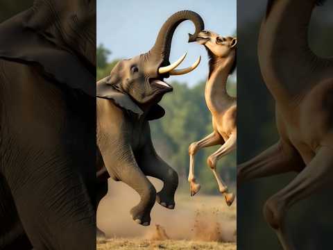Elephant and Camel dancing #shortsfeed #wildlife #elephant #camel