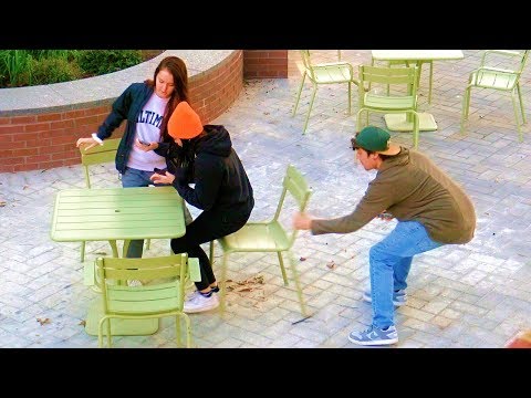 Chair Pulling Prank Silly String!