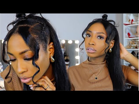 Half Braided Up Half Down on Medium Length 4B Hair | Easy & Elegant Natural Hairstyles Tutorial