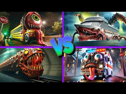 Bus Eater🆚Infected Sea🆚Train Eater🆚Ambulance Eater - Tiles Hop EDM Rush 🎶