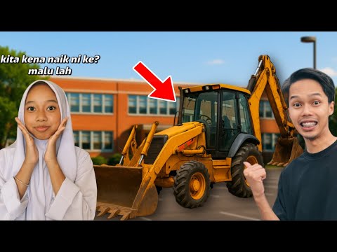 ABANG PRANK AMBIK ADIK BALIK SEKOLAH NAIK EXCAVATOR!