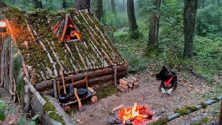 3 Days SOLO SURVIVAL CAMPING; Building Warm BUSHCRAFT SHELTER. Cooking in MUD. TREE HOUSE