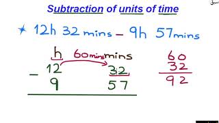 Subtract units of time with borrowing