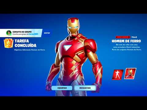 RESGATE! NOVA *SKIN GRÁTIS do HOMEM DE FERRO* para TODOS no FORTNITE TEMPORADA 4!