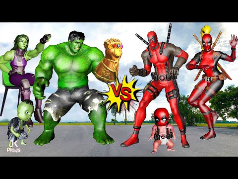 FAMILY HULK INFINITY GAUNTLET VS FAMILY DEADPOOL - In real life