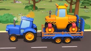 Рабочие машины 🚧 Ремонт дороги 🚜 Каток, Самосвал, Асфальтоукладчик детям — Паровозик Олли