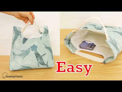 DIY Cute Tote Bag | Easy Handbag Lunch Bag Making Sewing Tutorial