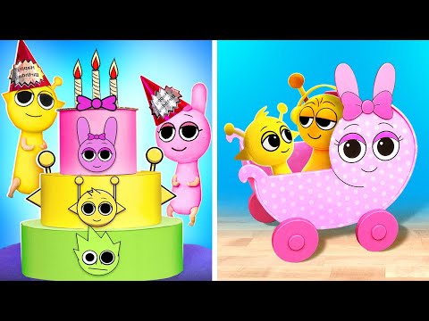 Happy Birthday, Sprunki! *Poor Wenda Makes Cardboard Crafts For Mini House*