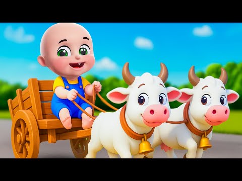 Baby Cow Cart Song | Wheels On the Bus Animal Farm Song | Nursery Rhymes + More animal farm songs
