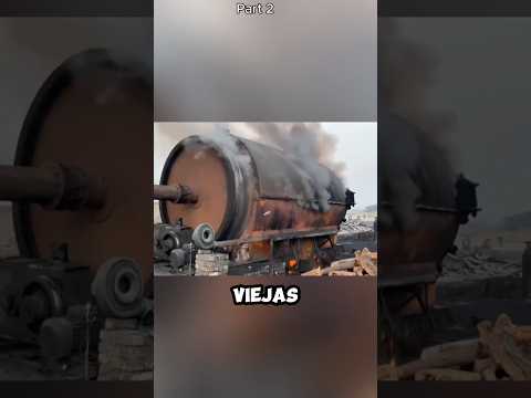 Cómo desperdiciar neumáticos viejos y convertirlos en aceite negro. #shortvideo