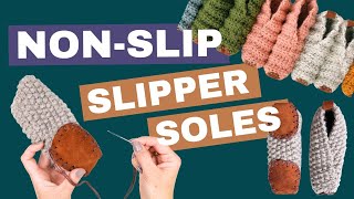How to Add Leather Soles to Crochet + Knit Slippers [FREE TEMPLATE]
