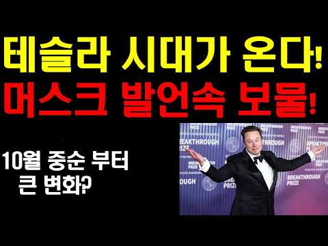 머스크 발언속의 보물! 테슬라의 시대가 온다! 머스크의 사생활과 테슬라 투자는 구분 되어야 한다! 10월 중순부터 주식시장에 큰 변화 오나? 엔비디아 비트코인 팔란티어 기대감