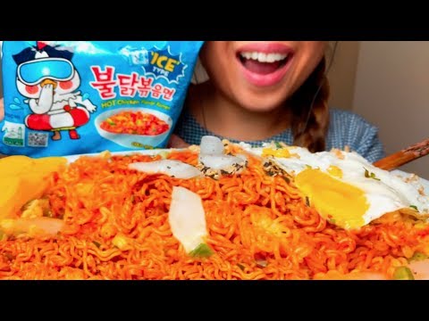 ASMR SAMYANG ❄️🔥🍜ICE FIRE RAMEN Noodles 수 엘라 먹방 *No Talking* Eating Sounds