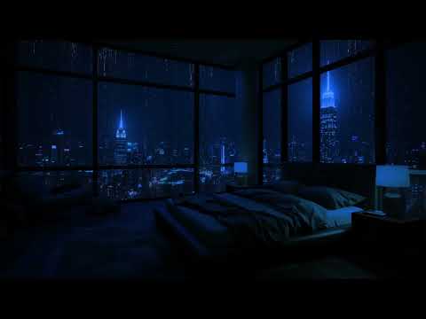 Relaxing Rain Symphony: 24-Hour ASMR for Cozy Bedroom Bliss with City View 🎧
