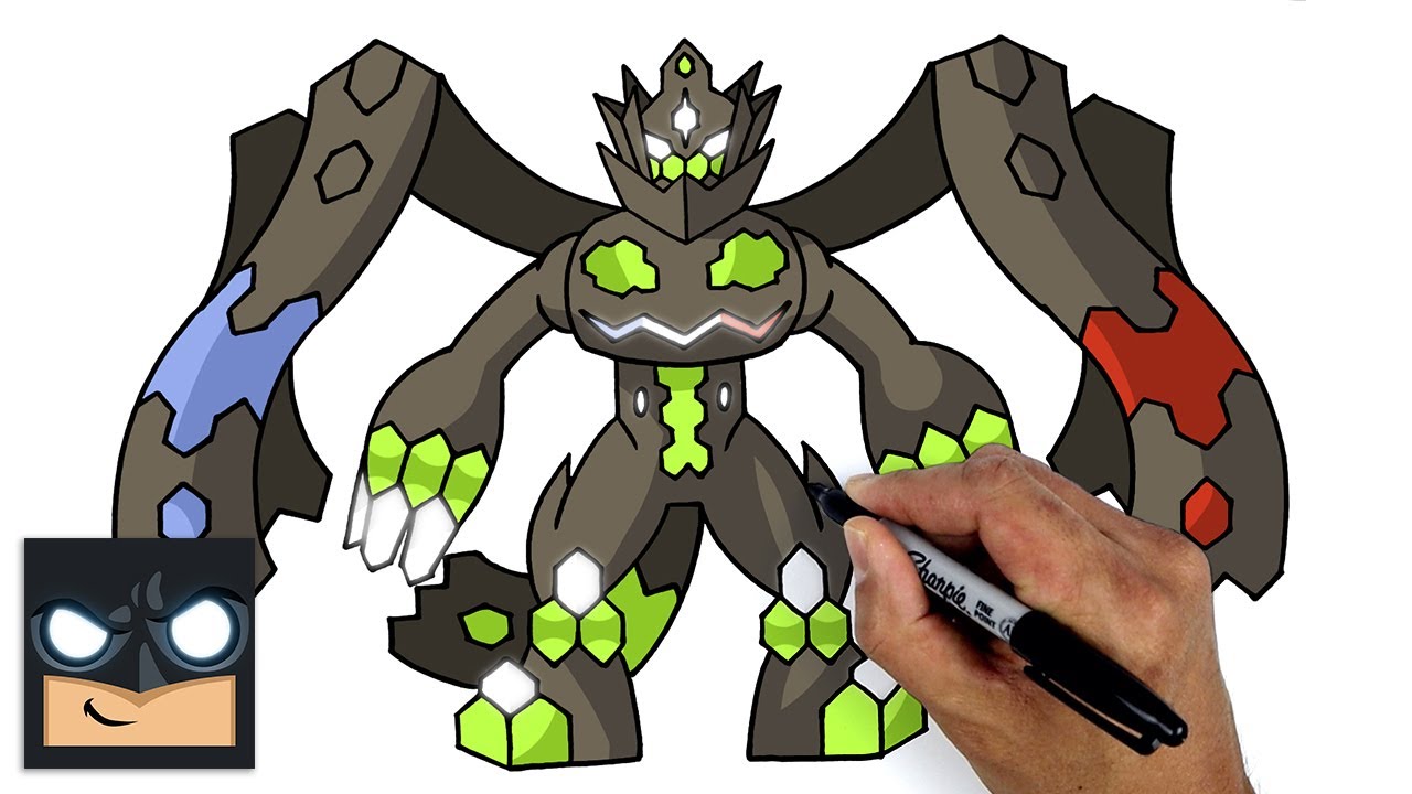 How To Draw Pokemon - Zygarde Complete Form -- Pokemon Drawing for Beginners
