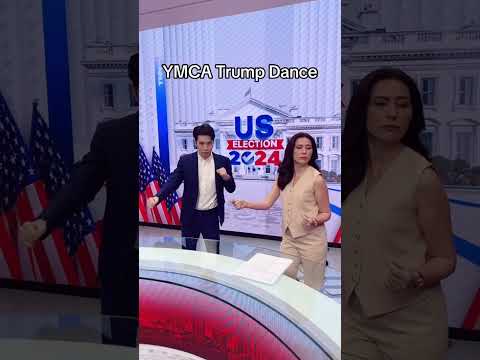 Even the anchor dancing in YMCA song 😆😂 #anchor #trump2024 #trumpfamily #trump #trumpdance #usa