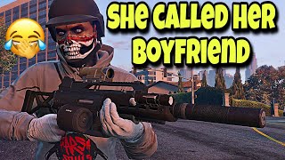 She got mad tried to call her boyfriend to help her but they both got smacked GTA V online
