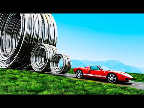 Cars vs steel coils in GTA 5