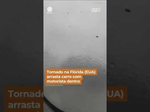 Tornado na Flórida, Estados Unidos, arrasta carro com motorista dentro #Shorts #FalaBrasil