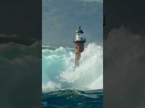 Lighthouse vs &nbsp;Giant Waves – Can It Survive? #lighthouse #bigwaves #ocean