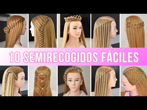 10 SEMIRECOGIDOS FACILES | Peinados con trenzas rapidos para cabello largo y suelto