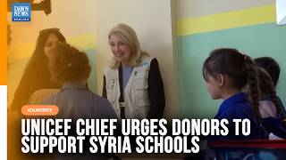 YouTube video thumbnail: Unicef's Catherine Russell Visits Syria School, Urges Donors to Bring Resources