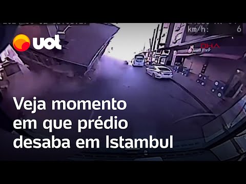 Veja momento em que prédio desaba em Istambul, na Turquia