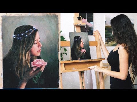 Oil Painting Portrait Time Lapse | Fairy Lights